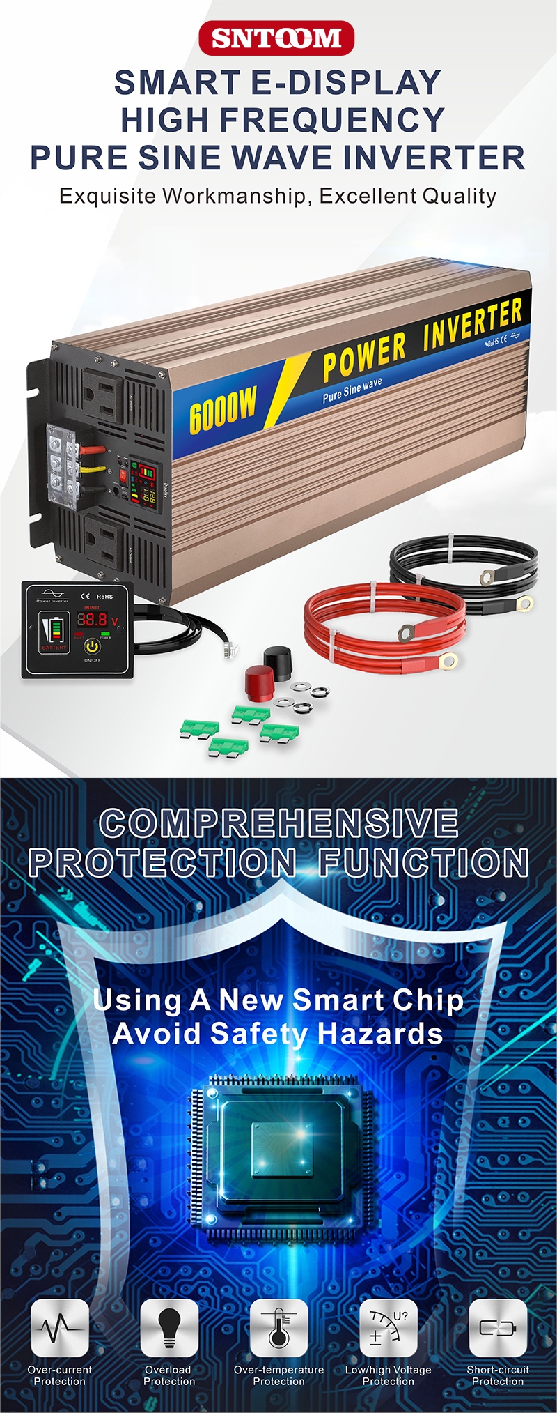 中性款 6000W 玫瑰金 逆 变器 详情 页 1