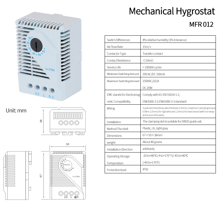 Tabla de par&aacute;metros MFR 012