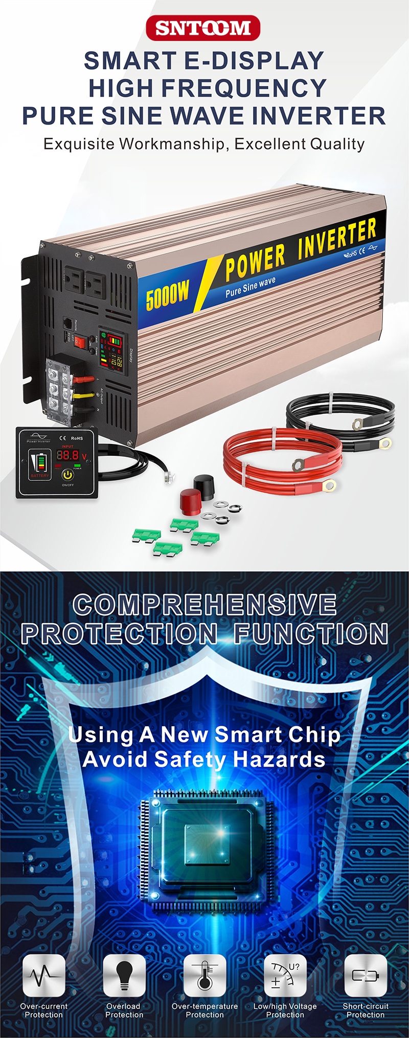 inversor de corriente 12V DC a 110V AC