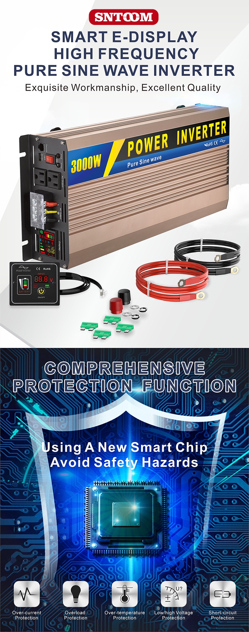 中性款 3000W 玫瑰金 逆 变器 详情 页 1