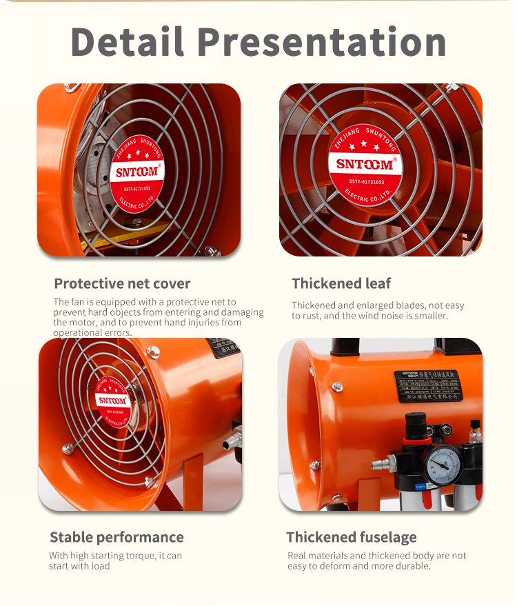 Ventilador de flujo axial neum&aacute;tico a prueba de explosi&oacute;n BTF-II-200