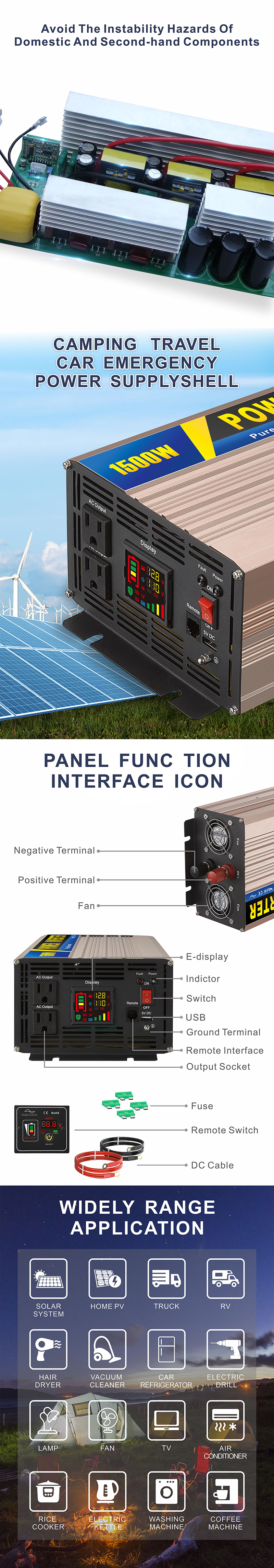 中性款 1500W 玫瑰金 逆 变器 详情 页 4